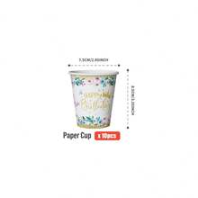 Flower Border, Butterfly & Crown Happy Birthday Disposable Plates, Napkins, Cups - One-Time Party Supplies Set For 25 Guests, Disposable Paper Plates Party Tableware Suitable For Birthday, Wedding, Theme Party, Family Picnic - Multicolor - View 10