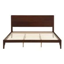 King Size Bamboo Platform Bed, Mid-Century Modern Bed Frame With Tall Headboard, Solid Bedframe King-Size, Wood Slat Support, No Box Spring Needed, Easy Assembly, Espresso - Camel - View 7