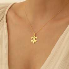 Customized Name Puzzle Pendant Necklace - Customizable With Initials; A Unisex Puzzle Necklace Suitable For Boyfriends, Girlfriends, Mothers, And Fathers; Wedding, Valentine's Day, Birthday, And Holiday Gifts; A Special Valentine's Day Gift - Multicolored - View 3