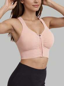 Women's Sports Bra, Padded, Medium Support, Criss-Cross Back Design, Suitable For High-Intensity Gym Workouts Spring - Pink - View 3