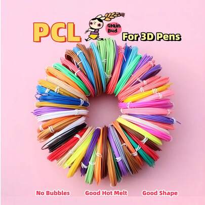 Filamento de impresión 3D PCL de 1,75 mm, longitud de 5 m, 10-30 opciones de color, adecuado para impresión a baja temperatura, boquilla sin obstrucciones, composición de almidón de maíz, si se ingiere accidentalmente. Se envía un color aleatorio. El filamento PCL tiene una temperatura de impresión talla grande baja que el PLA, talla grande adecuado para niños.