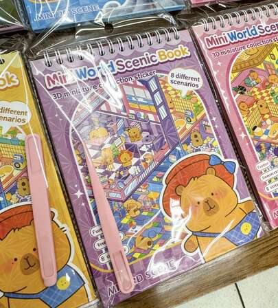 Kit Livro Mini World Scenic Book,Livro de Adesivos para Criação de Cenários em Miniatura 3D, um brinquedo educativo faça