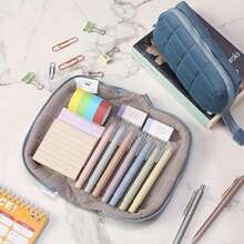 Multifunctional Felt Case for Student Stationery Storage, Large Capacity Storage Bag, Soft Pillowcase for Complete Opening (White) - como en la foto - Ver 5