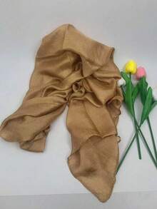 1 chiếc khăn choàng nữ phong cách Bohemian, màu trơn, in họa tiết, chất liệu lụa satin thời trang, chống nắng, thích hợp dùng khi đi biển và khi trời lạnh, phối cùng váy. - JNF - Xem 5