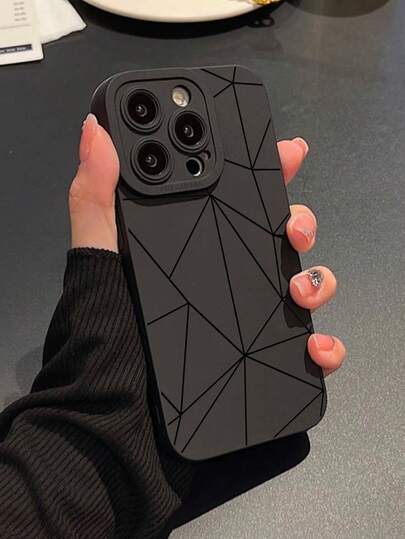 1PC Abstract Plaid Print Anti-Shock Phone Case With Black Eyeball Print, Full Wrapped Edges, Compatible With Iphone 11/12/13/14/6/6s/6plus/7/8/Se/7plus/8plus/X/Xs Max/Xr/11pro/12pro/13pro/14pro/12mini/13mini/11promax/12promax/13promax/14promax/14plus, Unisex Compatible With IPhone15/15Plus/15Pro/15Promax Waterproof Anti-Fall Scratch Resistant