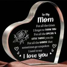 Acrylic Desktop Decoration Sign, Acrylic Heart-Shaped Decor Ornaments, Gift For Dad And Mom,Unique Mom Birthday Gift ,Home Decor For Living Room Bedroom Office, Signage, Decoration Items, Room Accessories,Funny Sign,Home Office Decor,Desktop Art Decor - Gửi mẹ tôi - Xem 6