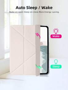 1个透明笔槽八折平板保护套，兼容iPad 10代/11代/10.2/10.5/Air4/Air5/10.9/Pro11/Air 11英寸(M2)-2024/Pro 11英寸(M4)-2024/iPad Pro 13英寸(M4)-2024/iPad Air 11英寸(M3)-2025/iPad Air 13英寸(M2)-2024/iPad (A16) 11英寸第11代2025/12.9/Mini 6/Mini 7/Air 1/Air 2/9.7等型号，不含Apple Pencil，内置笔槽，八折可调节支架，磁吸式睡眠/唤醒功能，简约经典设计。 - 粉紅色 - 查看 4