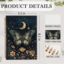 Nvucamd Gothic Celestial Butterfly Spiral Notebook, Witchy Moth Floral Journaling Notebooks For Women, Vintage Butterfly Moon Journal Notebook, Gothic Moth Gifts Office Supplies, 5.5x8.3 Inch - 蝴蝶 - 查看 8
