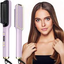 二合一卷发直发梳，多功能直发梳，防烫造型工具 - 彩色 - 查看 1