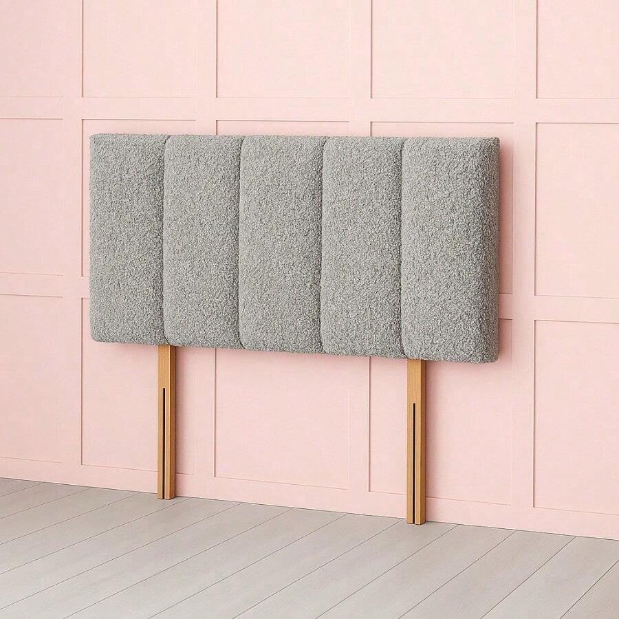 2ft6 Small Single Teddy Fabric Headboard Panel 26inch - Silver - View 1