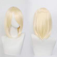 Karida 14-Inch Synthetic Fiber Cosplay Wig With Bangs, Layered Straight Hair, Unisex Cosplay Wig, High Density, Natural-Looking Cosplay Wig For Men And Women