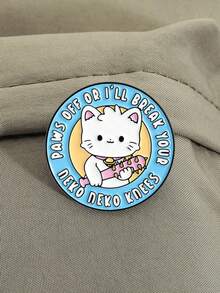 1pc Cute Fierce Kitten Brooch, Zinc Alloy Enamel-Like Material, Fierce Kitten Spiked Club Decor, Kitten Text Badge, Unisex Design, Daily Accessory Gift - Multicolor - View 4