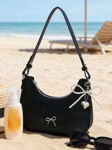 新月形单肩包 - 简约菲奥娜单色复古设计手提包 | 多功能斜挎包，适合女性、年轻女士、大学生、上班族 | 开斋节和斋月礼物之选 | 完美适用于购物、工作、商务、旅行、户外活动、日常通勤、大学校园、周末郊游、野餐、逛市 | 时尚、轻便、容量大，是阿拉伯女性的时尚配饰，风格端庄，适合伊斯兰节日装扮、家庭聚会，也是送给她、姐妹、朋友的理想礼物 - 彩色 - 查看 1