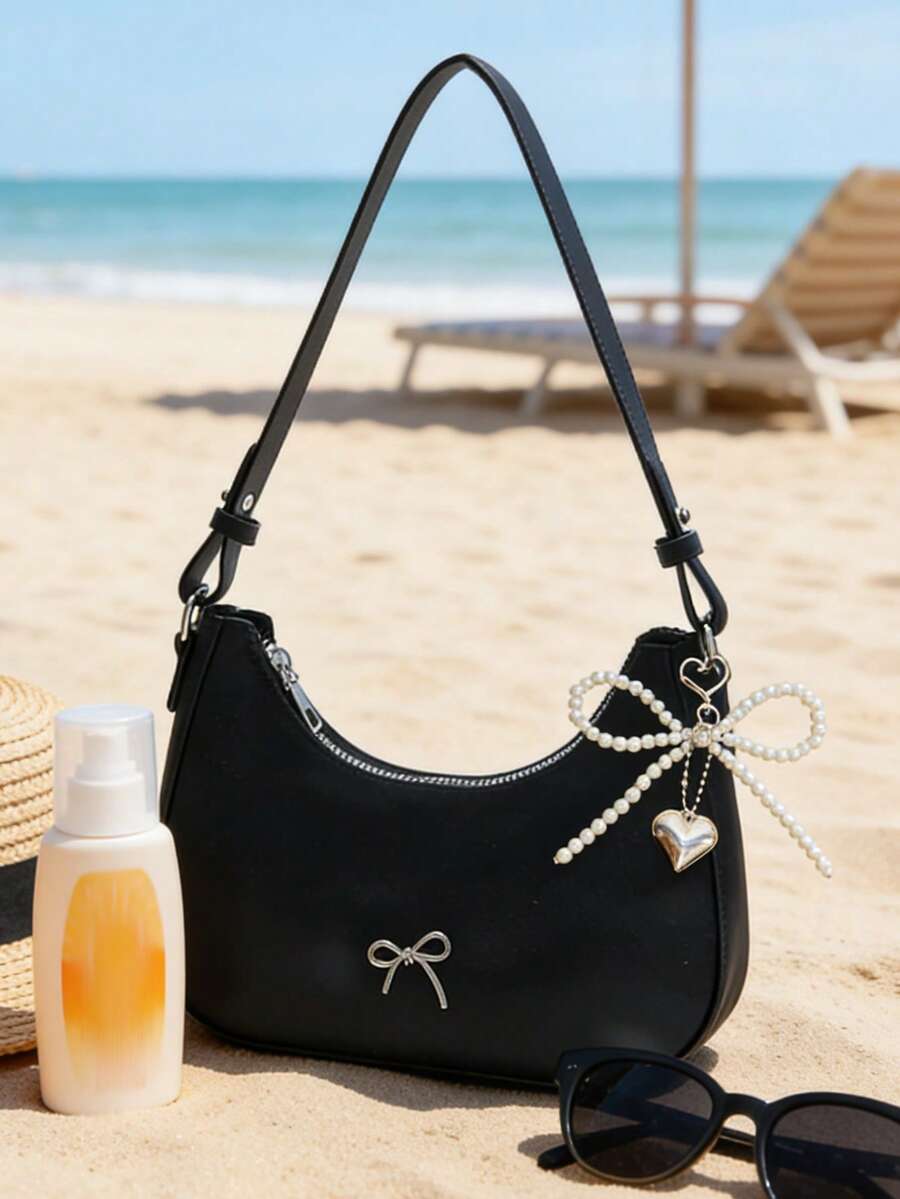 新月形单肩包 - 简约菲奥娜单色复古设计手提包 | 多功能斜挎包，适合女性、年轻女士、大学生、上班族 | 开斋节和斋月礼物之选 | 完美适用于购物、工作、商务、旅行、户外活动、日常通勤、大学校园、周末郊游、野餐、逛市 | 时尚、轻便、容量大，是阿拉伯女性的时尚配饰，风格端庄，适合伊斯兰节日装扮、家庭聚会，也是送给她、姐妹、朋友的理想礼物 - 彩色 - 查看 1