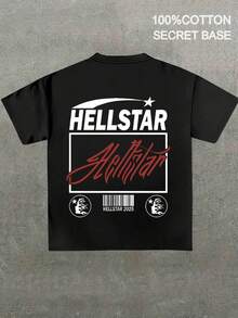 SECRET BASE Men's "" Graphic Oversized T-Shirt - Edgy Streetwear Tee - màu đen - Xem 3