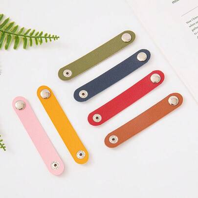 Leather Snap Button Power Cord Organizer Leather Cable Winder Data Cable Organizer Scarf Buckle