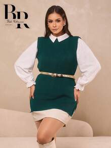 Colete Feminino Tricot Fang Max Sem Manga Social Fenda Lateral Tricô Moda Outono Inverno - Bege - Visão 5