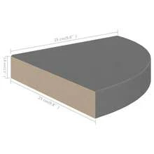 vidaXL Étagère d'angle flottante Gris brillant 25x25x3,8 cm MDF - Gris - Voir 7