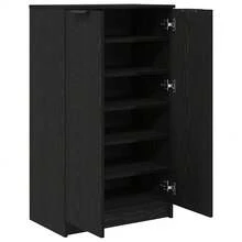 vidaXL Armário com sapatos com étagère Chêne preto 59 x 35 x 100 cm - Preto - Ver 5