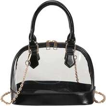 Clear Crossbody Bag For Women - Transparent Shell Shaped Purse With Chain Strap, PVC Concert Festival Bag - màu đen - Xem 2