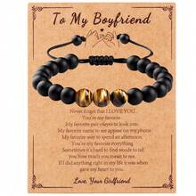 1条虎眼石哑光黑手工编织手链，送给男友、儿子、丈夫、爱人、周年纪念日、圣诞节的礼物 - 手鍊 - 查看 17