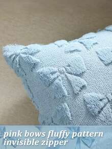 2pcs Spring/Summer Decorative Pillow Covers, Wedding, Christmas, Valentine's Day Party Decor Cushion Covers, Cute Bow Soft Plush Jacquard Sofa Throw Pillow Cases, Suitable For Girls Bedroom, Bed, Sofa, Living Room - Màu xanh nhạt - Xem 7