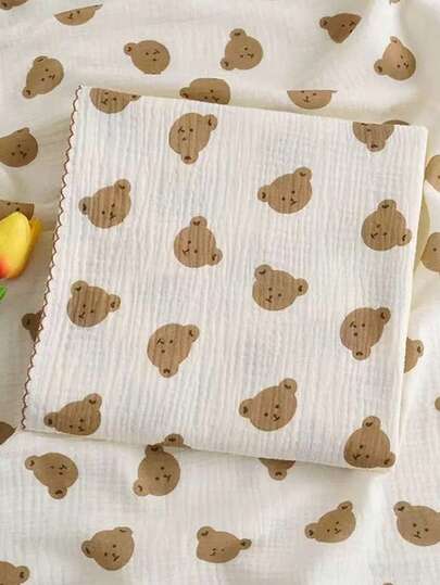 1pc 100*100cm Baby Soft Breathable Absorbent 2-Layer Floral Trim Muslin Swaddle Blanket