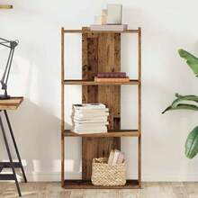 Libreria vidaXL con 3 livelli in legno antico 60x30x120cm realizzata in ingegneria - Castano - Visualizzare 3