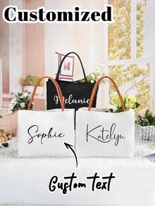 Personalized Bridesmaid Tote Bag/Bride Bag/Beach Tote Bag/Bridesmaid Gift Bag (Customizable Name Print)/Bridesmaid Beach Bag/Wedding Bag/Bridesmaid Gift, Customized Shoulder Bag, Bride Gift, Bridesmaid Gift, Christmas Gift, Mother's Gift, Shopping Bag, Thanksgiving Gift - Multicolor - View 4