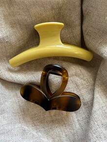 2个/1个女士纯色弧形发爪夹，心形优雅鲨鱼夹，时尚百搭，简约风格，纯色发爪夹，适合日常、休闲、派对、海滩、度假、发型设计、洗脸/洗头、化妆、服装配饰，秋冬春夏通用发夹