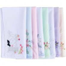 Womens Large Soft White Embroidered Handkerchiefs - 60s Cotton Square 16",39477075 - Màu xanh Cadet - Xem 2