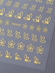 2片装3D镂空金属花瓣美甲贴纸，金色和银色雏菊、樱花、芙蓉花春夏花卉设计，DIY全息Y2K自粘凝胶指甲油沙龙滑动美甲装饰美甲用品美甲 - 彩色 - 查看 6