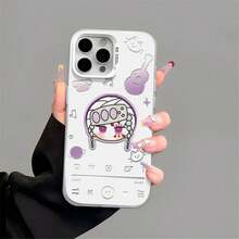 Chibi Characters Phone Case For  14/15/16 - Shockproof Cover, Cute Music-Themed Mitsuri/Obanai Anime Graphic Design - Gris - Ver 12