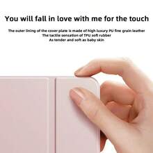 Tablet Protective Case, Anti-Drop, Ultra-Thin/Smart Stand/Auto Wake, Tri-Fold, Full-Body Protection, Compatible With Samsung Galaxy, Redmi, - Pink - View 5