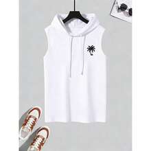 Men's Printed Casual Sleeveless Hooded Tank Top | Exquisite Design | Summer Essential | Fashionable Matching, Showcasing Your Style - White - View 4