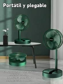 Ventilador plegable y extensible de doble uso   Cambio libre entre escritorio y piso   Modelo fresco en blanco y verde   Ventilador portátil y silencioso para hogar y oficina - Verde - Ver 4