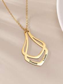Customized 18K Gold Plated Stainless Steel Pendant Necklace, Personalized Engraving, Initial Customization, Ideal Gift For Wife, Mother, Nurse - Christmas, Birthday, Daily Wear - Multicolor - View 3