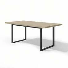 Industrial-Style Wooden Kitchen Table, 160 X 80 Cm, Seating 6 To 8 People. Sturdy Metal Frame With A Light Finish. Robust, Stable, Water-Resistant, And Scratch-Resistant. - Khaki - View 9