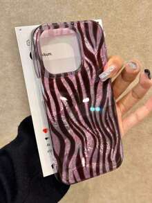 Striped Watercolor Feather Swirl Foil Pattern Slim Chic Silver Mobile Phone Case/Cover Compatible With IPhone 15 Pro Max, XS Max, 11, 12, 13, 16, 15, 16 Plus, 16 Pro Max, Galaxy Waterproof Shockproof Anti-Fall Scratch Resistant - #2 - 查看 1