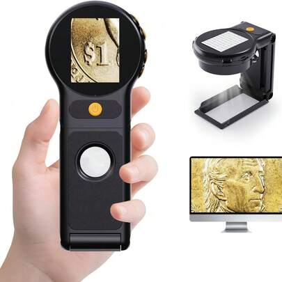 The Inskam 500X Magnification Portable Handheld Automatic Focus Digital Microscope Features Dual Battery And USB Power Options, Compatible With Computers, Suitable For Maintenance, Soldering, Scientific Research, Testing, Biological Exploratio