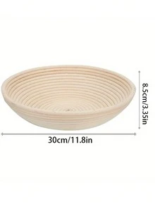 1個 5.12英吋圓形藤編麵團發酵籃附內襯，酸種麵包烘焙籃，多功能廚房工具，手工製作麵團發酵籃，天然藤編材質，適合酸種與酵母烘焙，烘焙必備 - 白色 - 查看 14