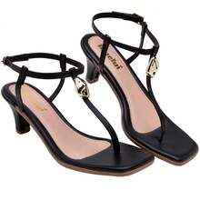 Women's Basic Stiletto Sandal With Embellishment -  And Comfortable - Black - View 1