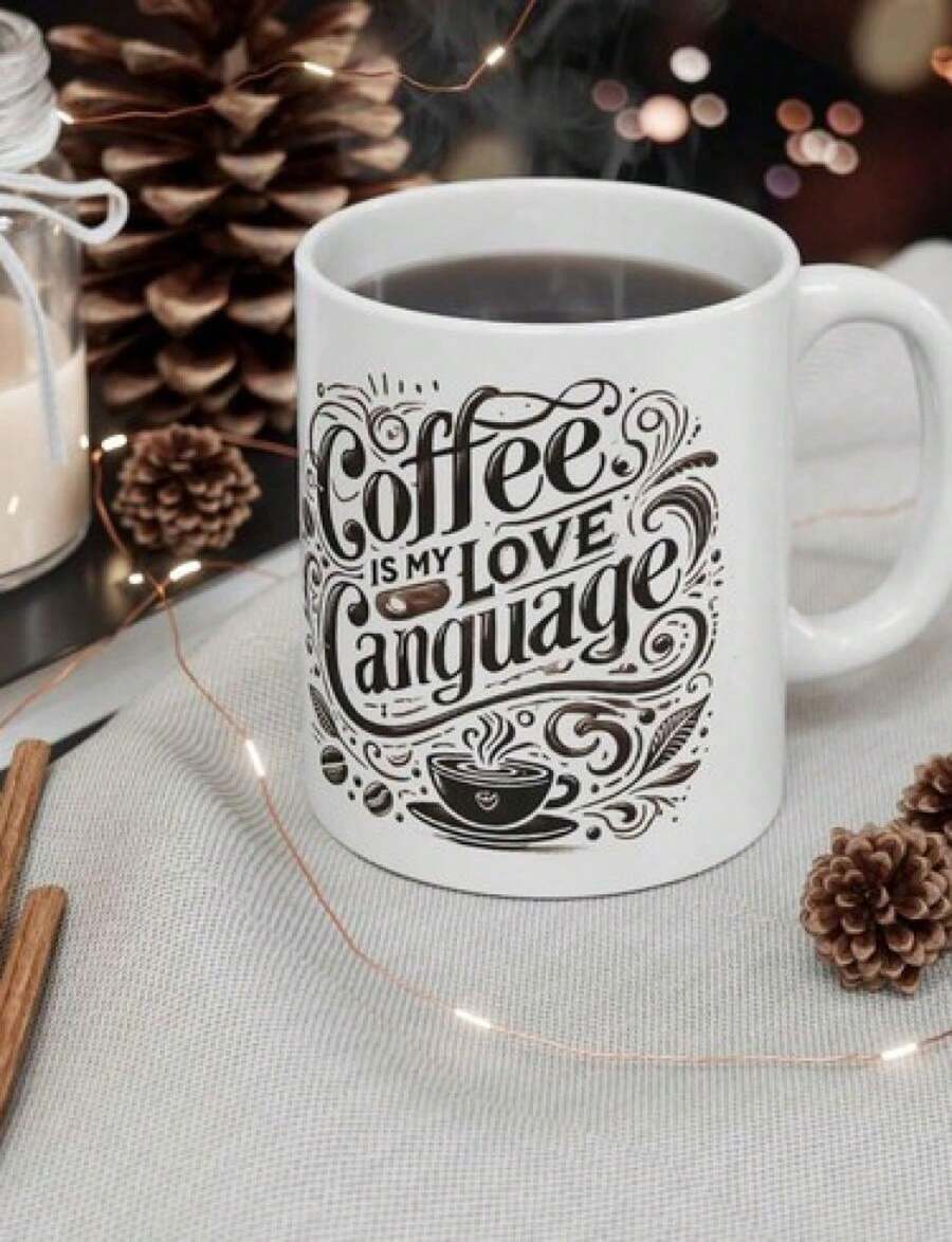 Taza de cerámica para amantes del café, taza de café divertida con cita sobre el café, regalo de Navidad - 1 pieza, 11 onzas, taza de café de cerámica con - Yo - Blanco - Ver 1
