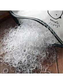 1000pcs Simple Women High Elasticity Hair Ties, Suitable For Daily Use Valentine's Day Valentines Ponytail Holders Hair Elastics Hair Rubber Bands Scrunchies Hair Rope, Hair Bobbles ,Gym Sport Outfit Hair Accessories Head Accessories Elastic Band - Clear - View 2