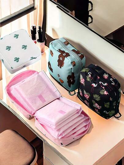1pc Cartoon Sanitary Pad Storage Bag, Travel Sanitary Pad Organizer, Home Sanitary Pad Storage Box, Back To School Student Sanitary Pad Pouch, Large Capacity Sanitary Pad Student Storage Bag, Mini Sanitary Pad Storage Pouch, Sanitary Pad Storage Box Organizer, Period Supplies Storage, Women's Menstrual Products, Sanitary Pad Storage Bag, Portable Sanitary Pad And Cosmetic Lipstick Pouch, School Accessories, Student Accessories, Office Accessories, Home Accessories, Travel Accessories, Travel Camping Outdoor Hiking Menstrual Supplies
