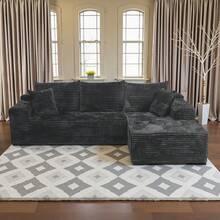 Modern Sofas For Living Room: 104" Modular Boneless Cloud Couch | L-Shape Sectional W/ Chaise Lounge, Deep Seat & Easy Setup | Bedroom Friendly - 深灰色 - 查看 13