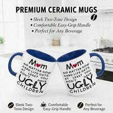 1 Pc 11oz Mug Durable White Ceramic Coffee Cup With Heart Graphic And Humorous Message For Mom Mother Figure Stepmom Funny Sarcastic Quote Present For Mothers Day Birthday Anniversary Appreciation Idea For Women Ladies Christmas Gifts - deep blue - 查看 6