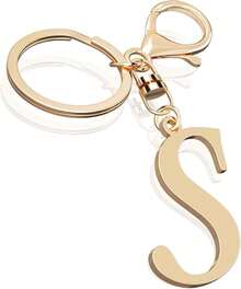 Cute Stainless Steel Gold Initial Letter Keychain For Women Girl, Charms For Key Handbag Backpack Bag, Personalized Gift - 黃金 - 查看 7