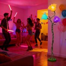 1pc (Feed Bulbs*3 )American Retro Garden Flower Floor Lamp, Net Red Creative Floor Lamp, Style Atmosphere, Sweet, Elegant, Suitable For Bedroom, Living Room, Office, Studio Floor Lamp (Free 3 RGB Bulbs) - Xem 6