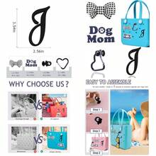 5-Pack Letter Charm Set For Bogg Bags - PVC Rubber Accessories With Key Holder Clips And Insert Hooks Compatible With  Totes And Beach Bags - BlackJ - View 1